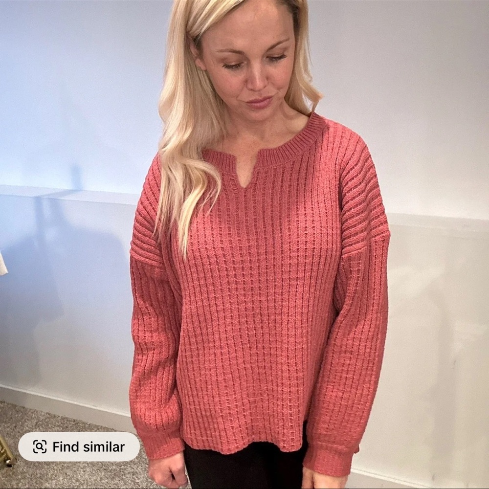 Women's Ribbed Knit Sweater - Pink